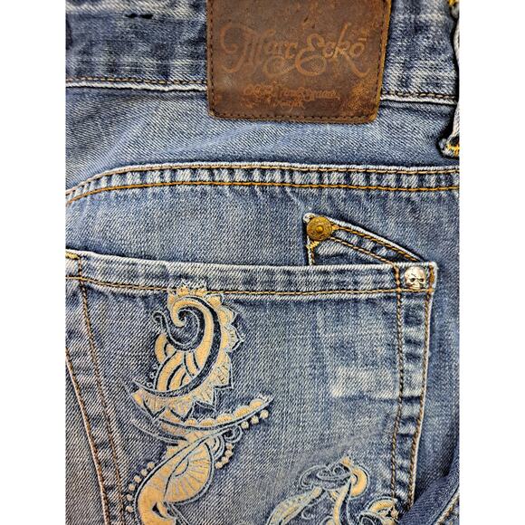Marc Ecko Women's Boot Fit Embroidered Pockets Boot Cut Jeans Size W36 - Picture 7 of 10